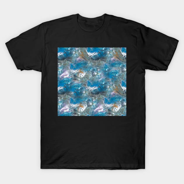 Fluid painting with blue cells T-Shirt by nobelbunt